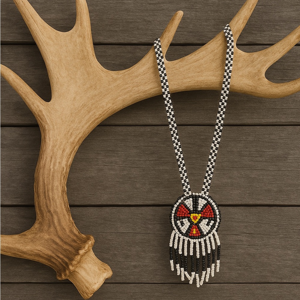 Indigenous Handcrafted Thunderbird beaded necklace